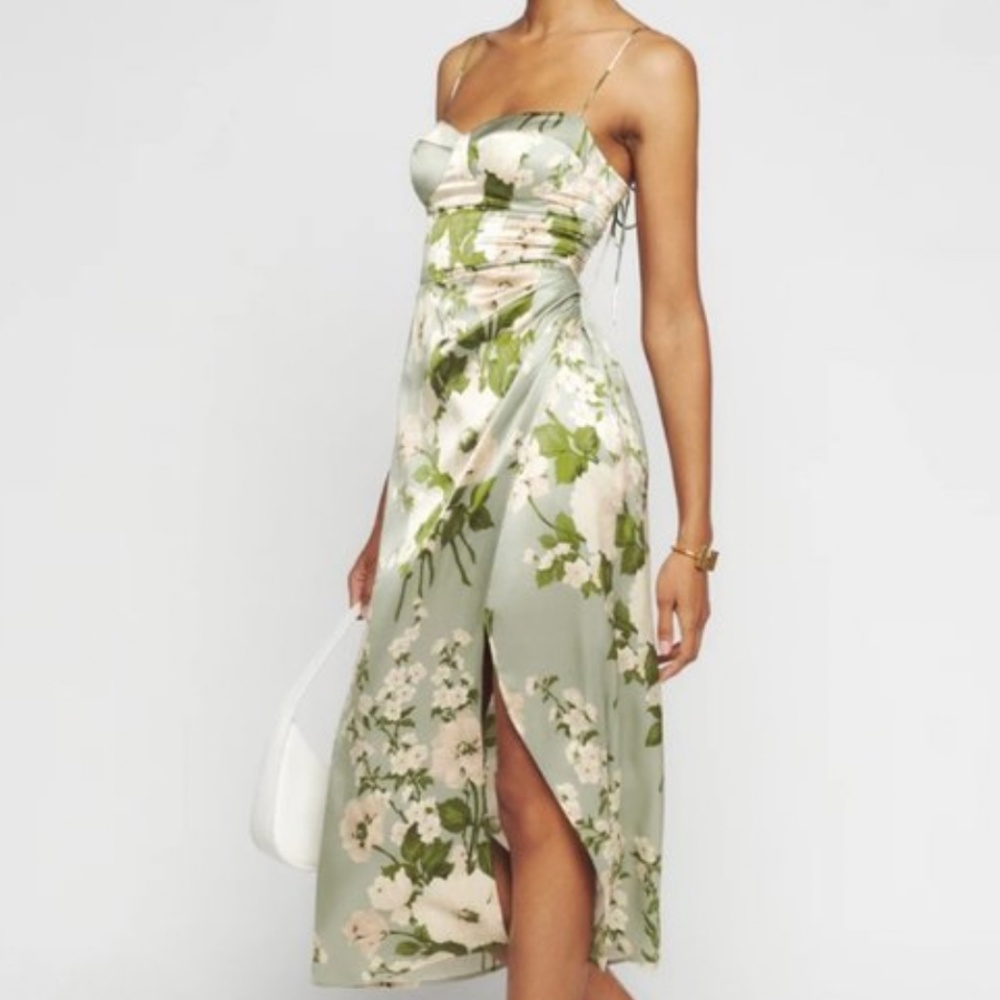 Reformation Marguerite Silk Dress - Tarragon - Picture 10 of 12